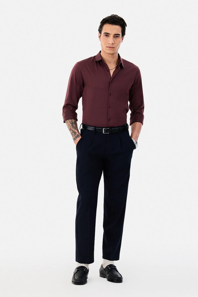 SNITCH Maroon Slim Fit Shirt